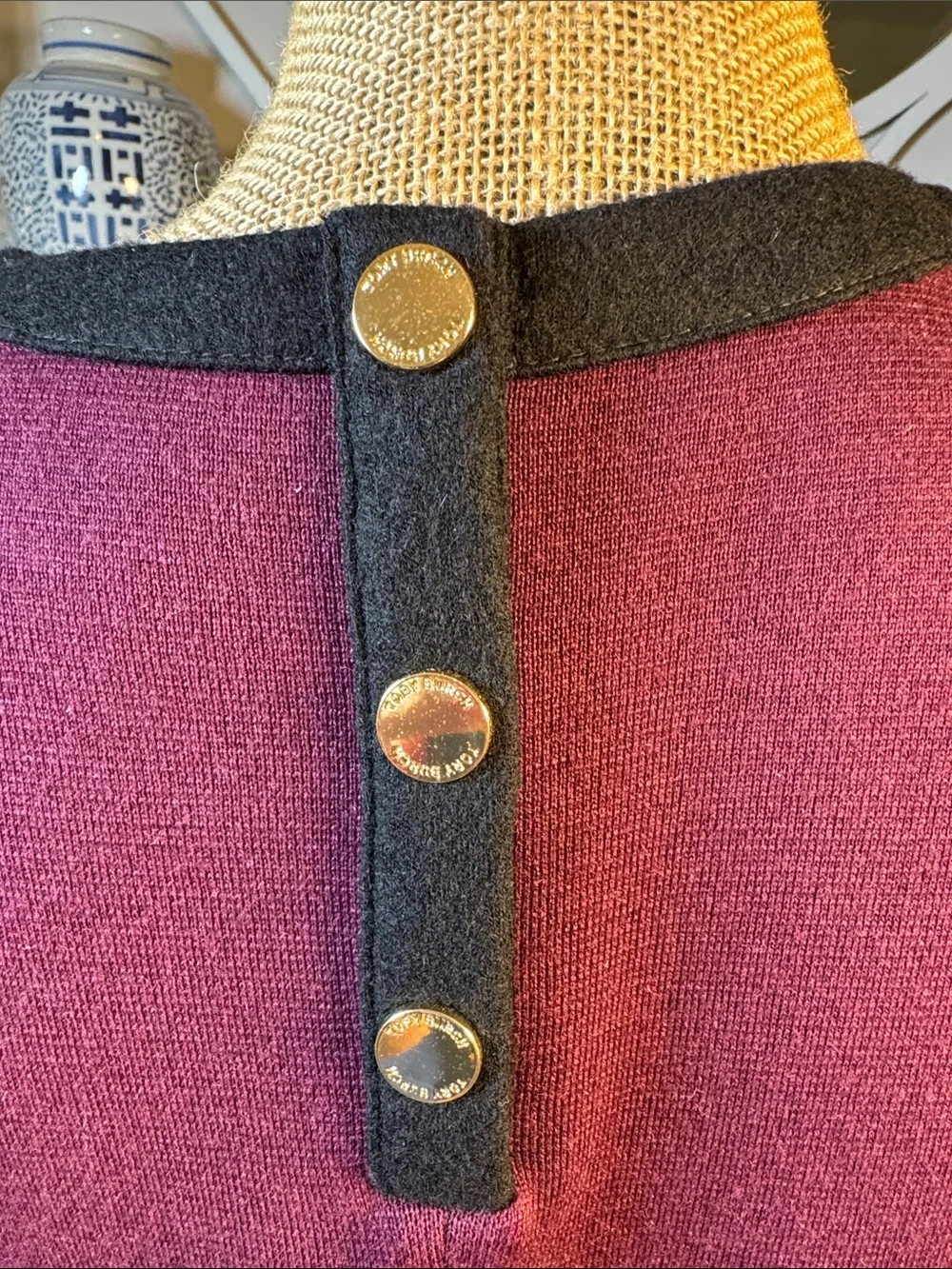 Tory Burch Purple Short Sleeve Wool Blend Mod Dress L